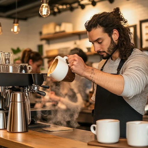 barista pouring coffee stockcake